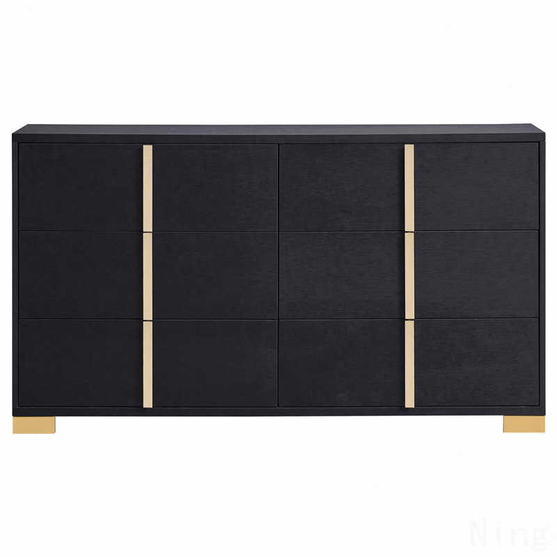 Commode 6 tiroirs, Noir