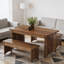 Ensemble de salle à manger 3 pièces, table de cuisine de style campagne avec deux bancs