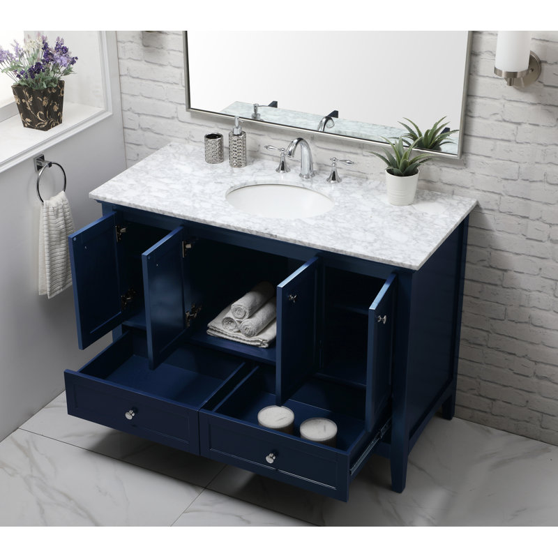 48'' Single Bathroom Vanity with Marble Top, Blue