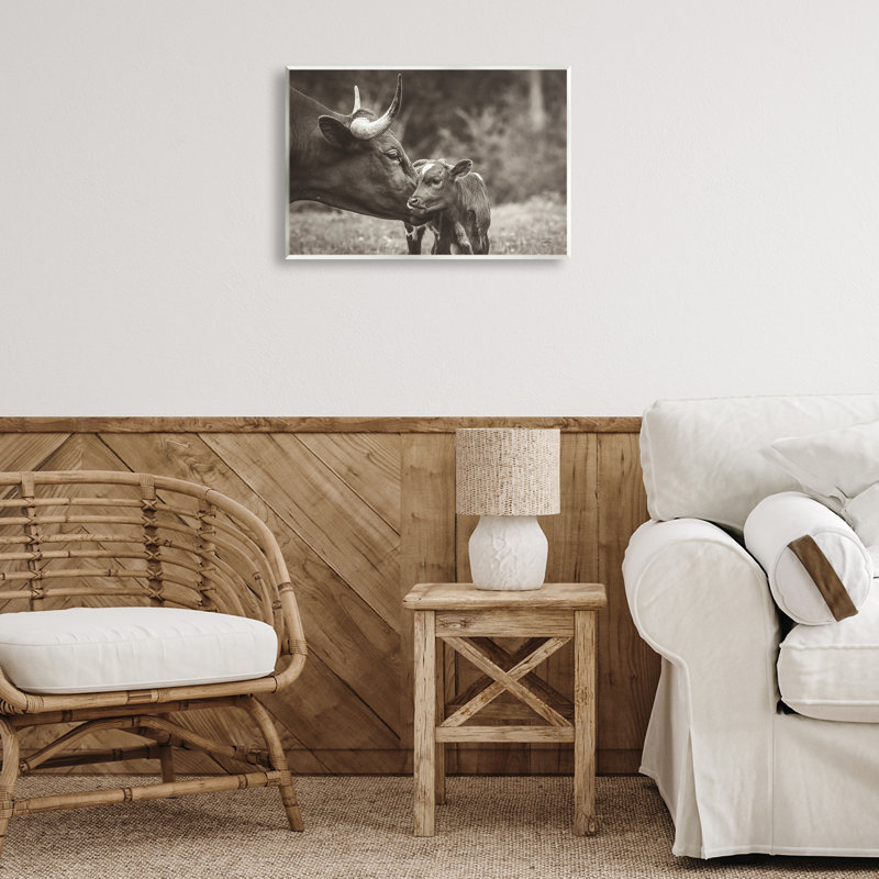  «Longhorn Kiss», art mural sur bois par Nathan Larson, H 13 po x l 19 po