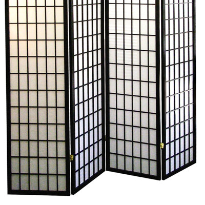 70" Tall Japanese Style Room Divider With 4 Panels, Black - Privacy Provider 4 Divider, Style, Tall, Finish