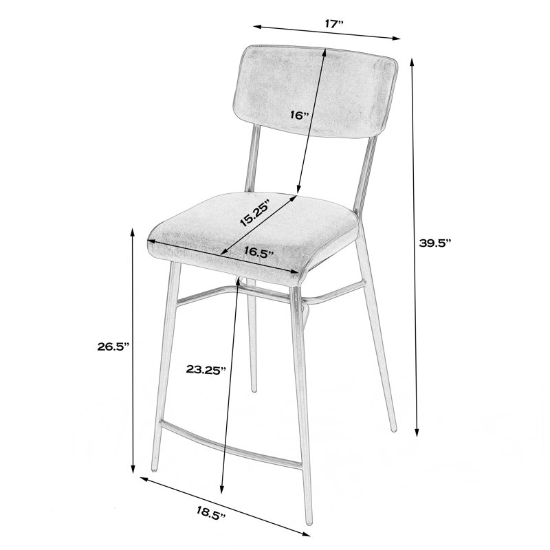 Odessa Square Leather 26.5" Counter Stool