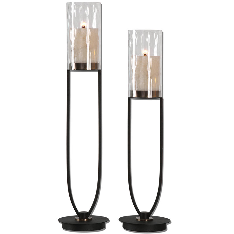 30.5'' H Iron Floor Hurricane with Candle Included