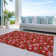 Machine Washable Indoor/Outdoor Snowflake Ho Ho Ho Xhevrie Red Rug