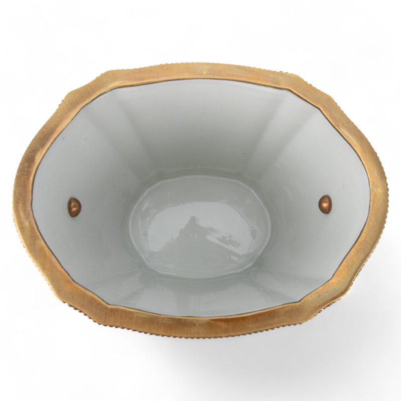 Garden Trellis Oval Porcelain Cachepot