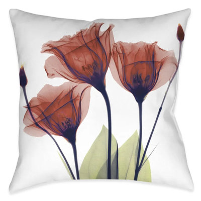 Red Gentian X-Ray Flowers Indoor Decorative Pillow