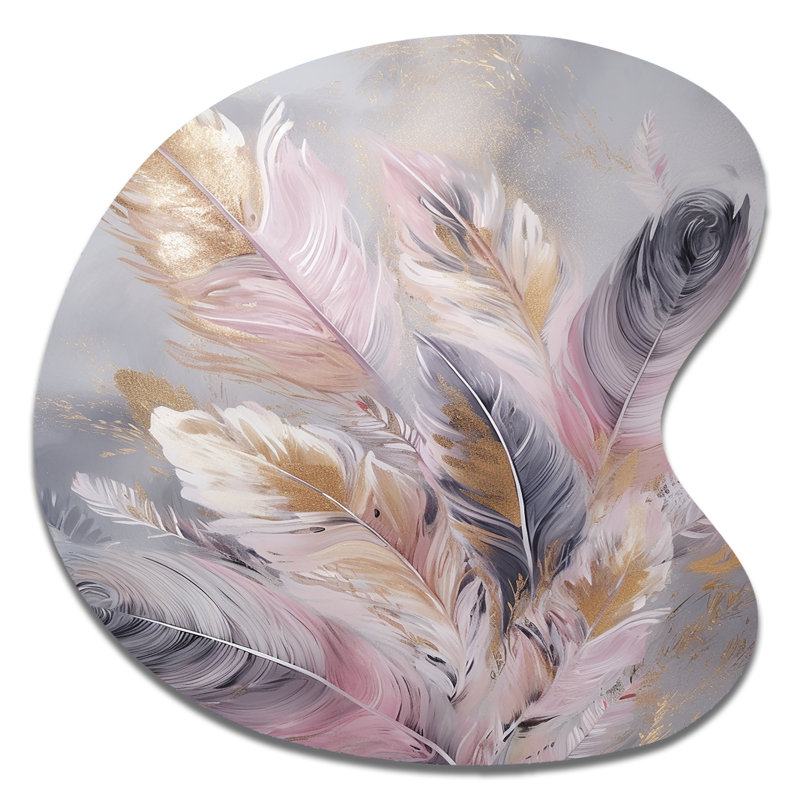 Llewellyn - reproduction d'art de plumes asymétriques glamour en métal, forme irrégulière, H 33 po x l 33 po