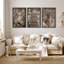 «Neutral Toned Christmas Trio with Santa, Books and Deer Art», reproduction d'art sur toile encadrée 3 pièces-120667432-120667433