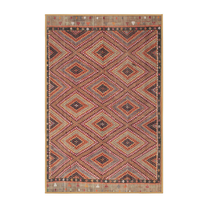 Tapis contemporain rouge / brun, Rectangle 6 pi x 9 pi