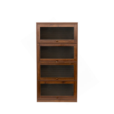 Bibliothèque contemporaine avec portes fermées en verre et armoire de rangement de bureau