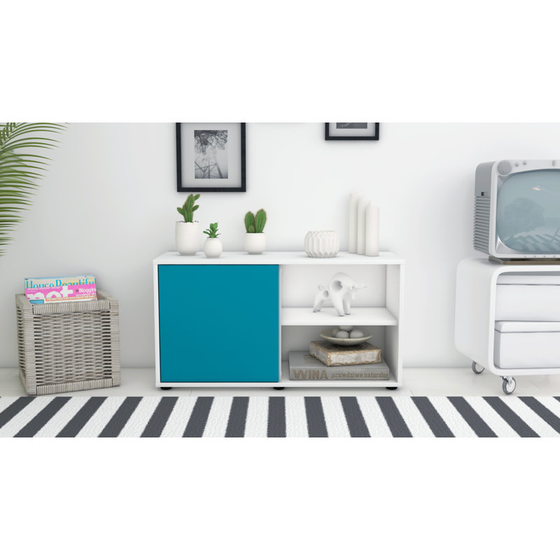 Jaren 91.8 cm W Chest of Drawers, White/Dark blue
