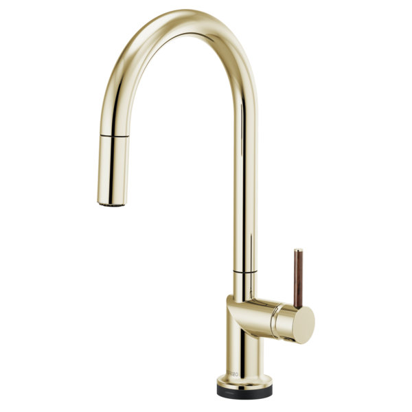 Odin® SmartTouch® Pull-Down Faucet with Arc Spout, Polished Nickel, Wood Lever