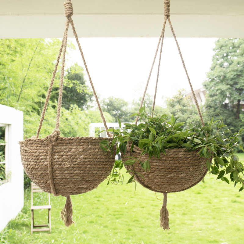 Pot à fleurs suspendu Tierney, Brun, H 6,3 po x l 12,4 po x P 12,4 po