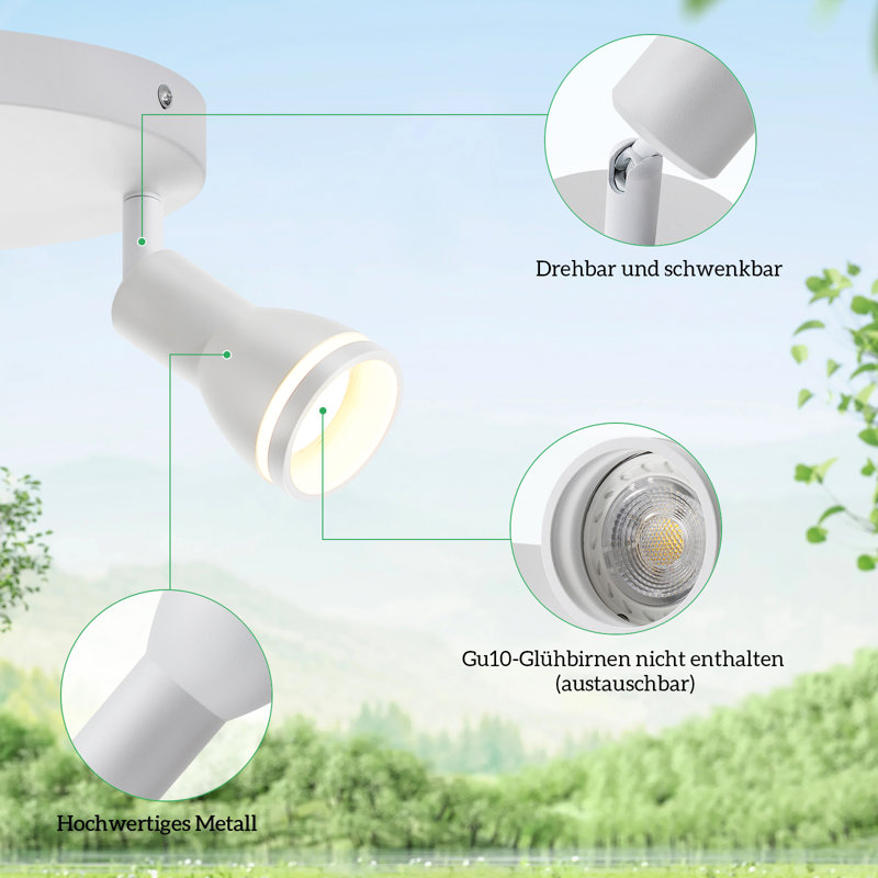 Ceiling Spotlight Gu10 White Modern Acrylic Rotatable 355° Dajonique, White
