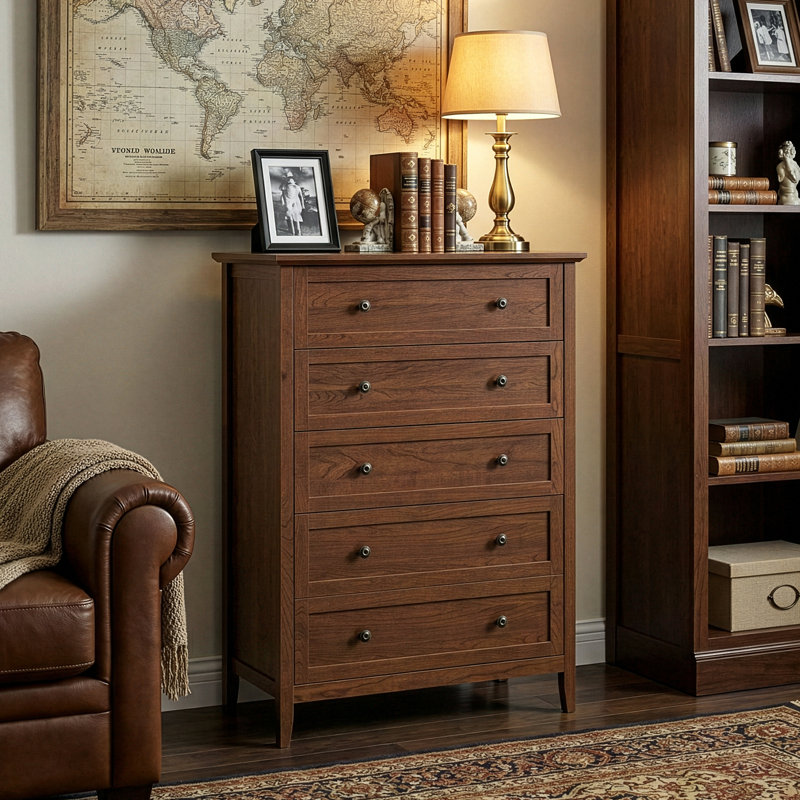 Commode 5 tiroirs 31,5 pouces, Brun