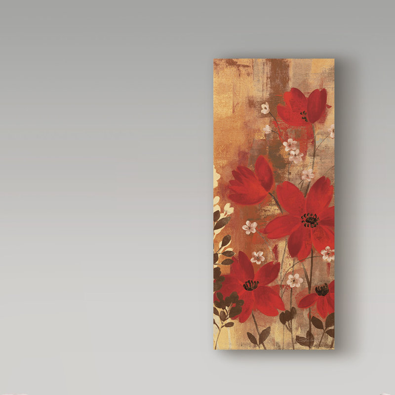 « floral symphony red i », reproduction de peinture à l’acrylique sur toile tendue, H 24 po x l 10 po x P 2 po