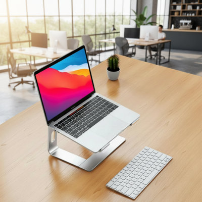 Ergonomic Aluminum Alloy Laptop Stand, Silver, Detachable, Compatible With 10-15.6 Inch Mainstream Models.