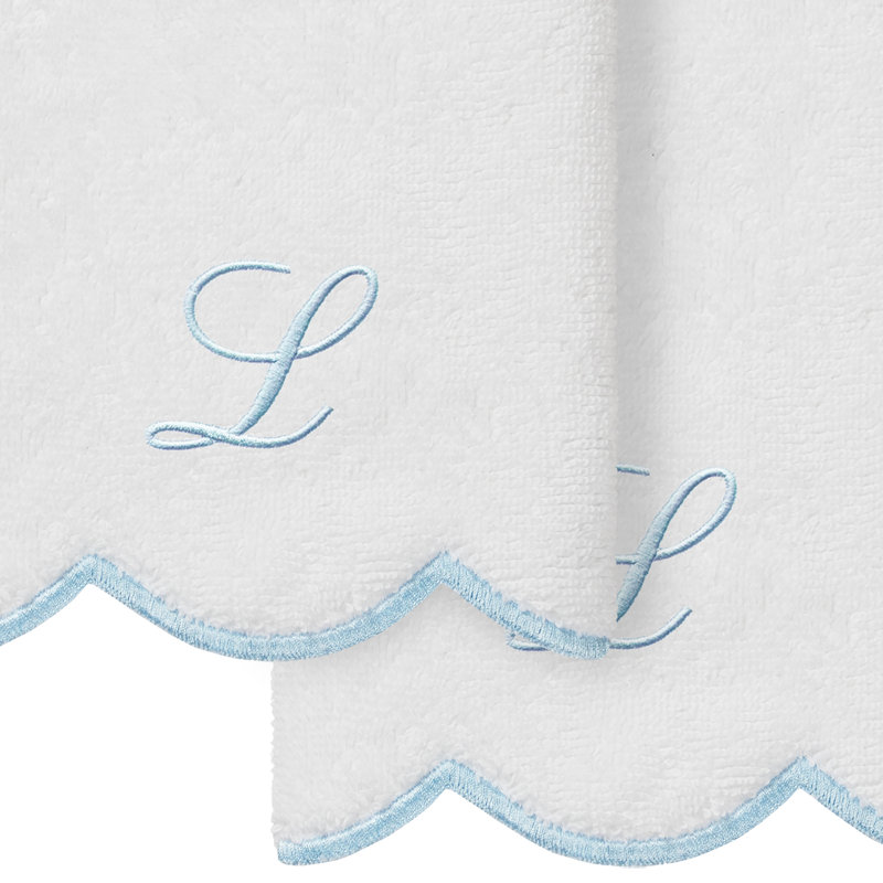  Ensemble de serviettes 100% coton turque ADORNIA, L, Blanc / Bleu, Ensemble de 2 serviettes à doigts