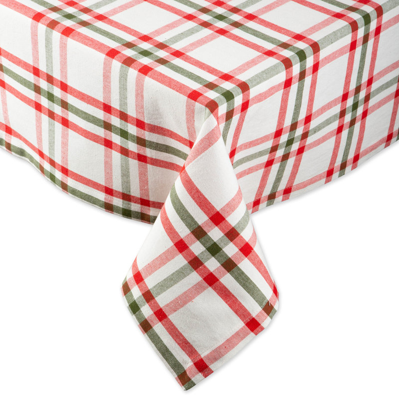 Nutcracker Plaid Cotton Winter Tablecloth, 52x52"