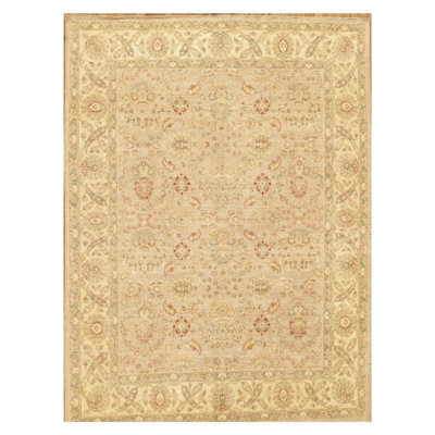 Ferehan Hand Knotted Wool Oriental Area Rug in Silver/Beige