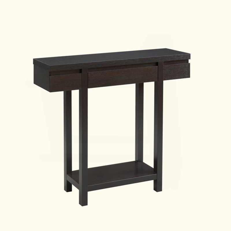 Entryway Hallway Console Table With One Drawer One Shelf Wooden Leg Frame Handleless Design