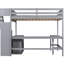 Lit mezzanine double en gris avec bureau intégré et rangement - Transformez le décor de votre chambre à coucher en L et à plusieurs niveaux de rangement, maximisez la fonctionnalité-133280915