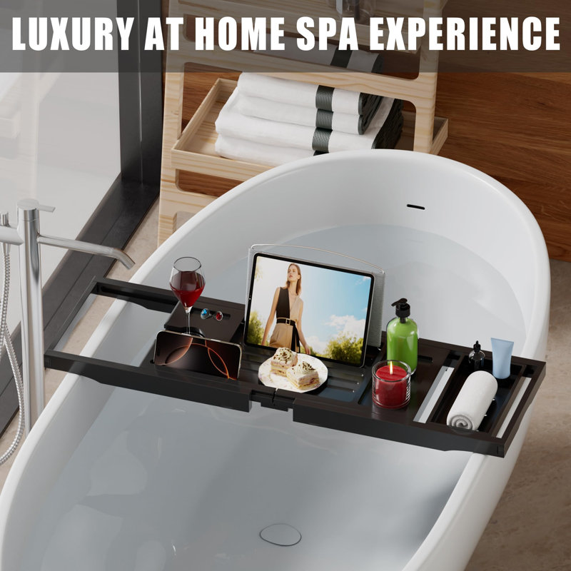 Plateau de baignoire pliable en bambou noir,, Noir