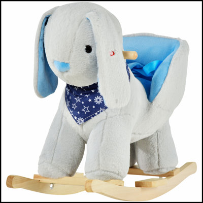 Kids Ride-On Rocking Horse Toy Bunny Rocker with Fun Play Music and Soft Plush Fabric for Toddlers 18-36 Months