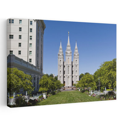 Facade Of A Church Mormon Temple Temple Square Salt Lake City Utah USA by Scott M. Tansey - Wrapped Canvas Print