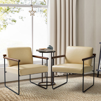 Avelina Modern Faux Leather Ergonomic Armchair with Metal Base