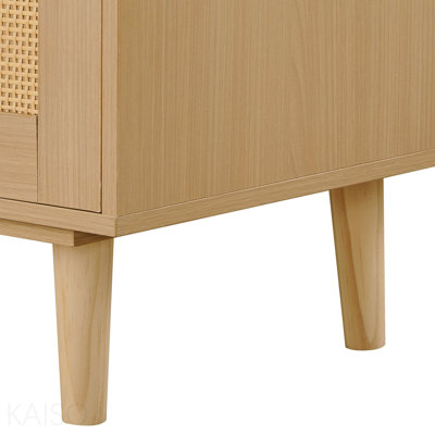 Commode 5 tiroirs en rotin, commode de placard moderne pour la chambre à coucher, commode en rotin naturel avec poignées en métal et pieds en bois, rangement pour vêtements de la commode et chambre à coucher, salon, couloir