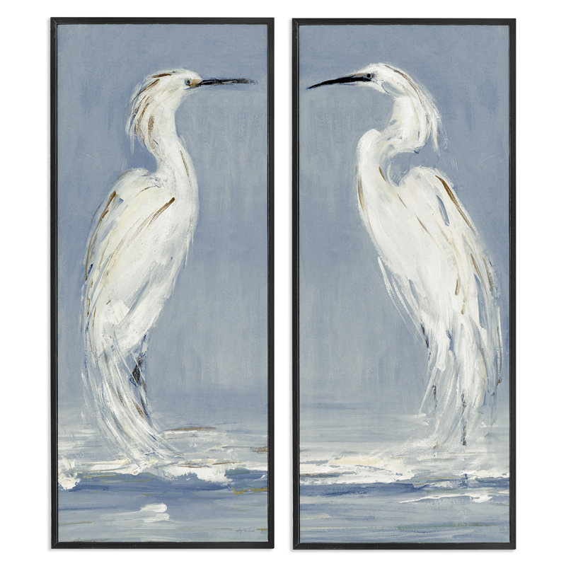 «White Herons with Ocean Wave», ensemble de 2 impressions giclées par Sally Swatland, H 24 po x l 20 po