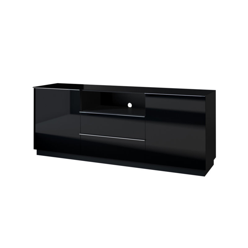 Conchita 180cm Sideboard, Black/Black Glass
