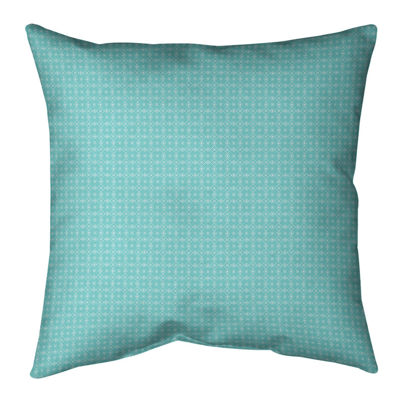 Housse de coussin Katelyn Elizabeth, 18 po x 18 po, Pas de bourre, Bleu sarcelle / blanc