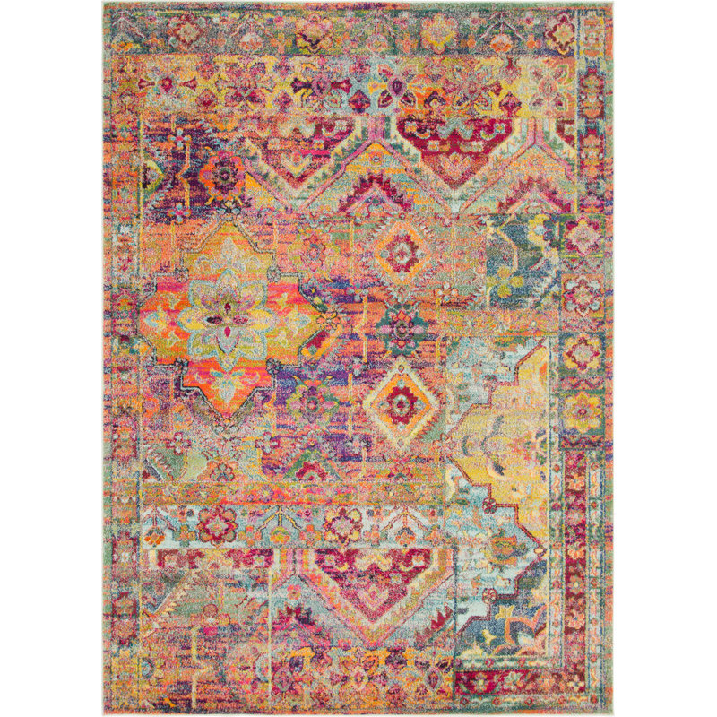 Ector Washable Abstract Indoor Rug, Rectangle 4'1" x 6'1"