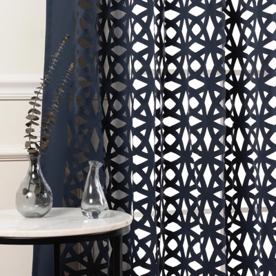 Aikeem Polyester Trellis Cutout Curtain Panel Pair