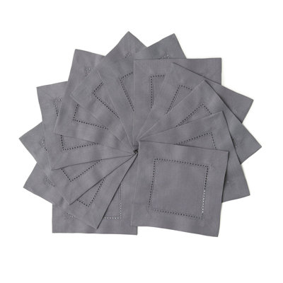 Cotton Linen Hemstitch Cocktail Napkins