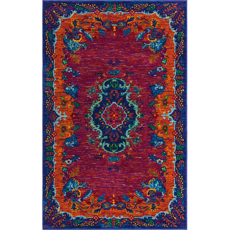 Floral Indoor Rug, Rectangle 5'3" x 8'
