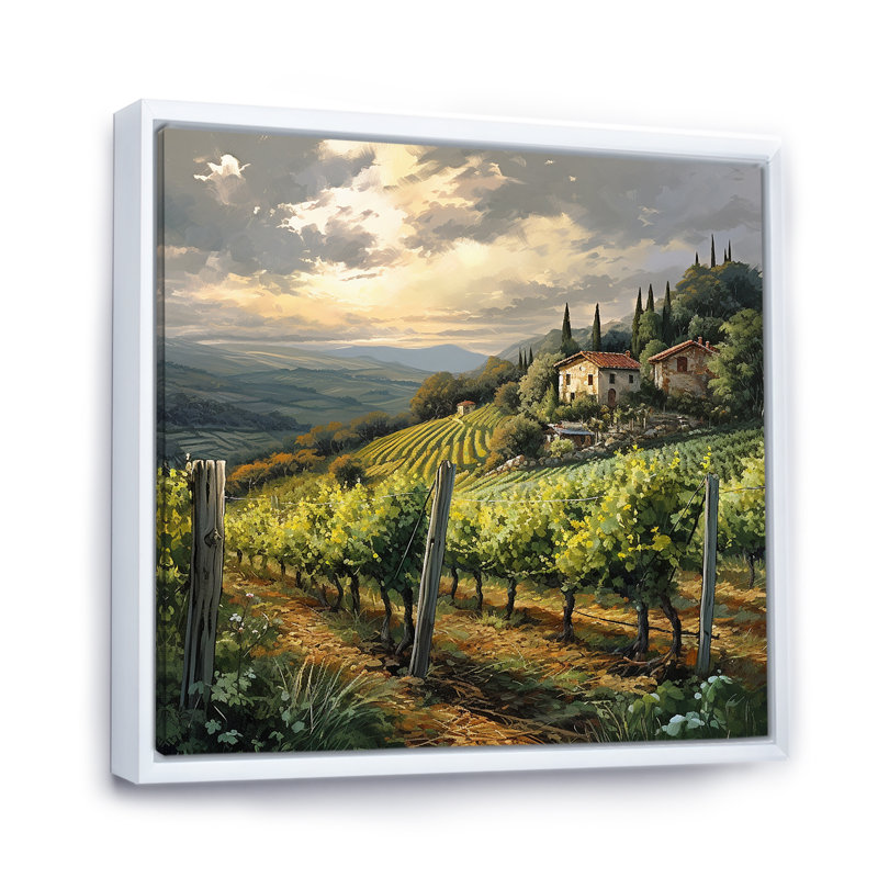 «Vineyard Charm», impression sur toile, H 30 po x l 30 po x P 1 po, Cadre flottant blanc