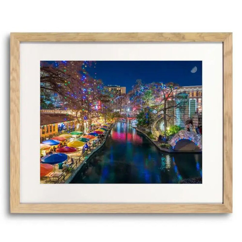 A San Antonio Holiday by Beth Sheridan, Natural Single Picture Framed Paper, White, 32" H x 41" W x 1.25" D
