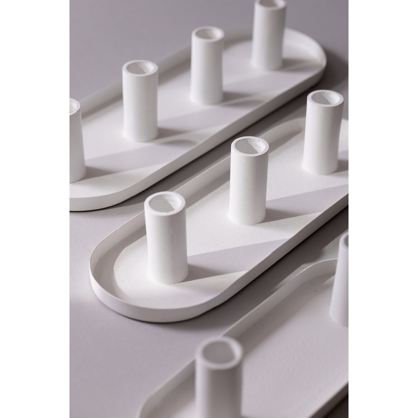 3 Piece Aluminum Tabletop Candlestick Set, White
