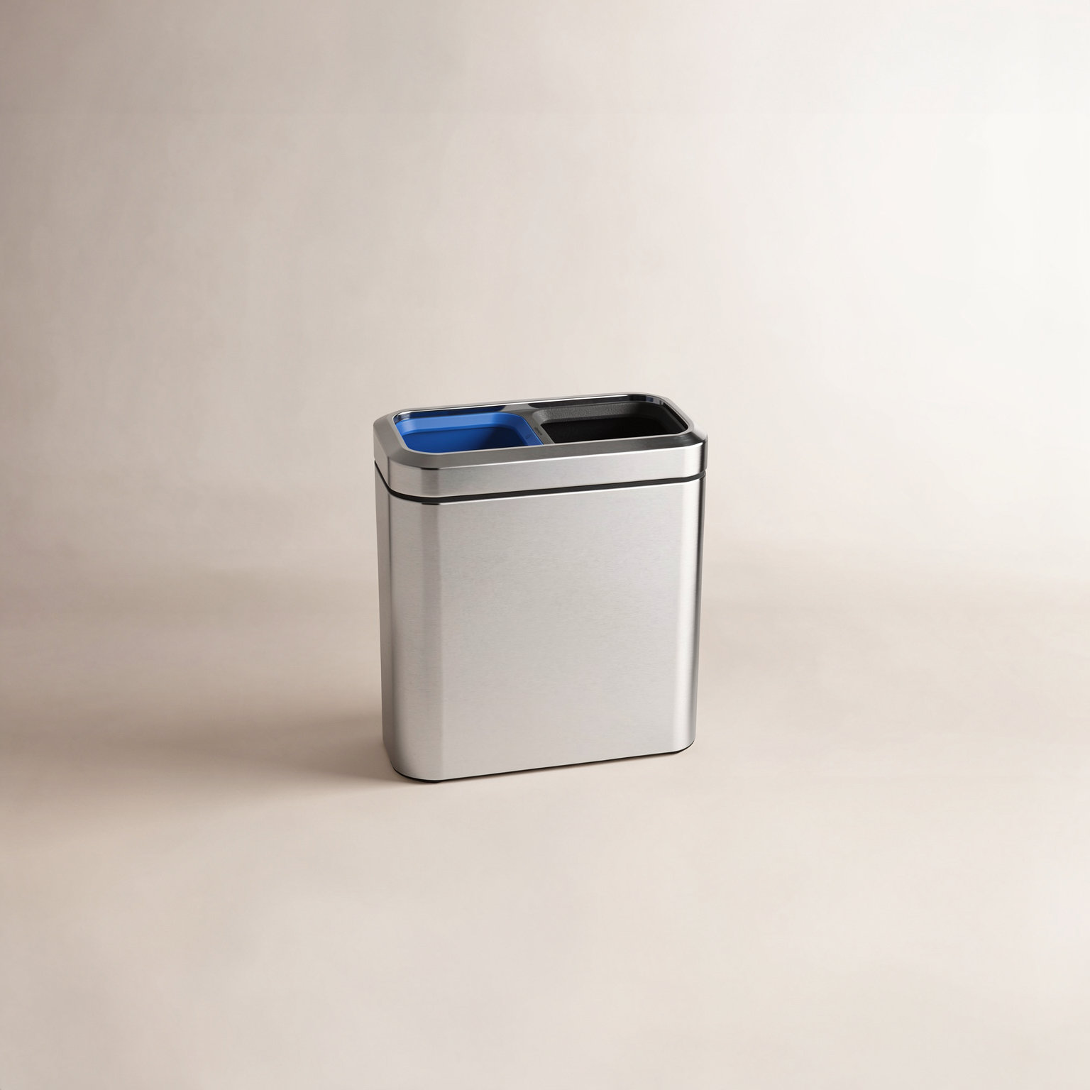 simplehuman 20 Liter Dual Compartment Slim Open Trash & Recycling Can Trash Can, Brushed Stainless Steel