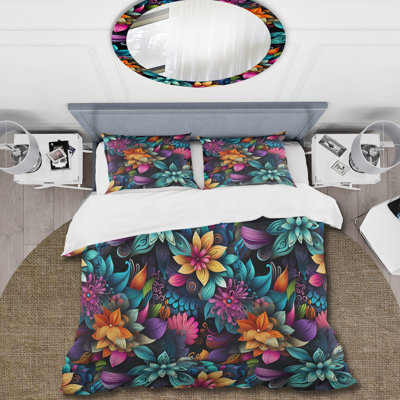 Vibrant Mandala Boho Motif II - Ensemble de housse de couette à motif cachemire - Microfibre de polyester