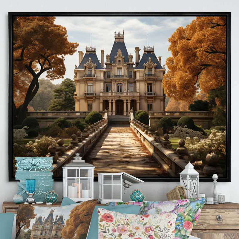 Masiah France Chateau Charisma - impression, H 30 po x l 40 po x P 1,5 po, Cadre flottant noir