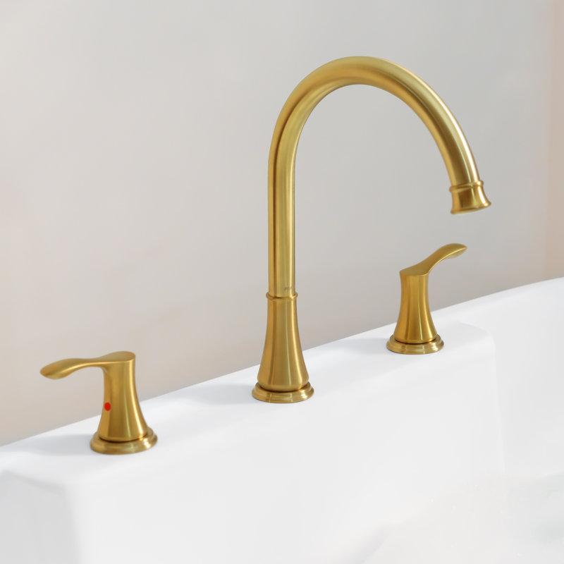 2-Handle High Arc Widespread Roman Tub Faucet, Brushed Gold