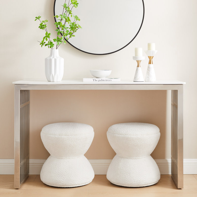 Kadenn Upholstered Swivel Ottoman, White