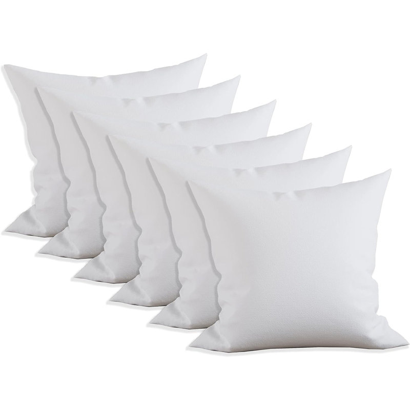20 X 20 Throw Pillow Inserts - 6-PACK Pillow Insert Poly-Cotton Shell With Siliconized Fiber Filling - Square Form, Decorative For Couch Bed Inserts, , 20 X 20 Inch