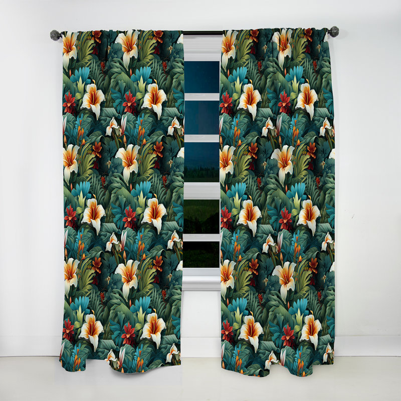 Rainforest Radiance Tropical Motif - Rideau Tropical - Velours obscurcissant - 1 panneau, L 52 po x L 90 po