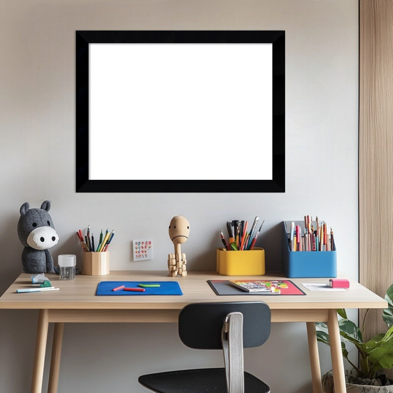Black Museum Framed Dry Erase Magnetic Board Organization Boards, 21" H x 27" W