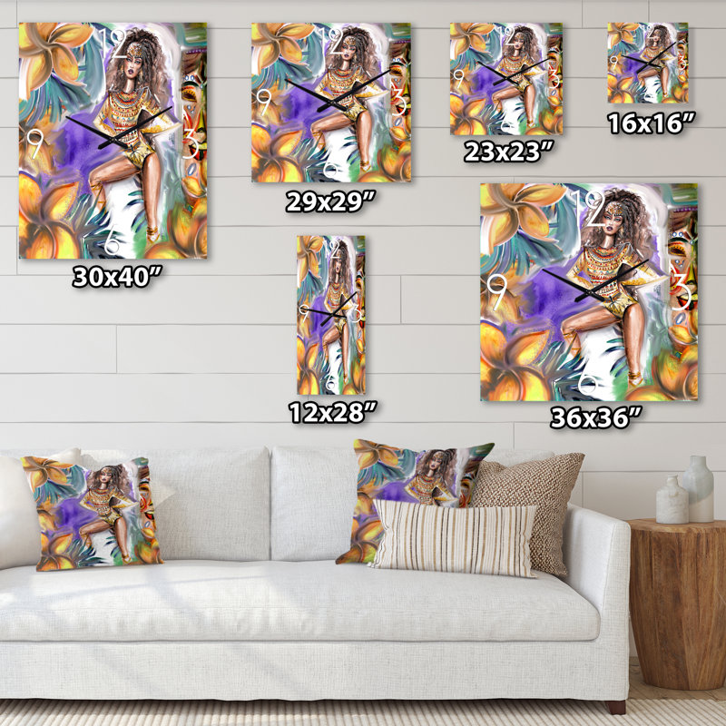 Horloge murale Tropical Amazon Warrior, Grand